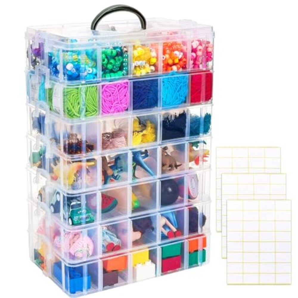 7-Tier Stackable Storage Container Box with 70 Co… - image 1